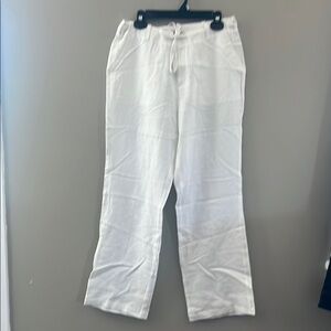 Stylish White Tie-Waist Linen Pants